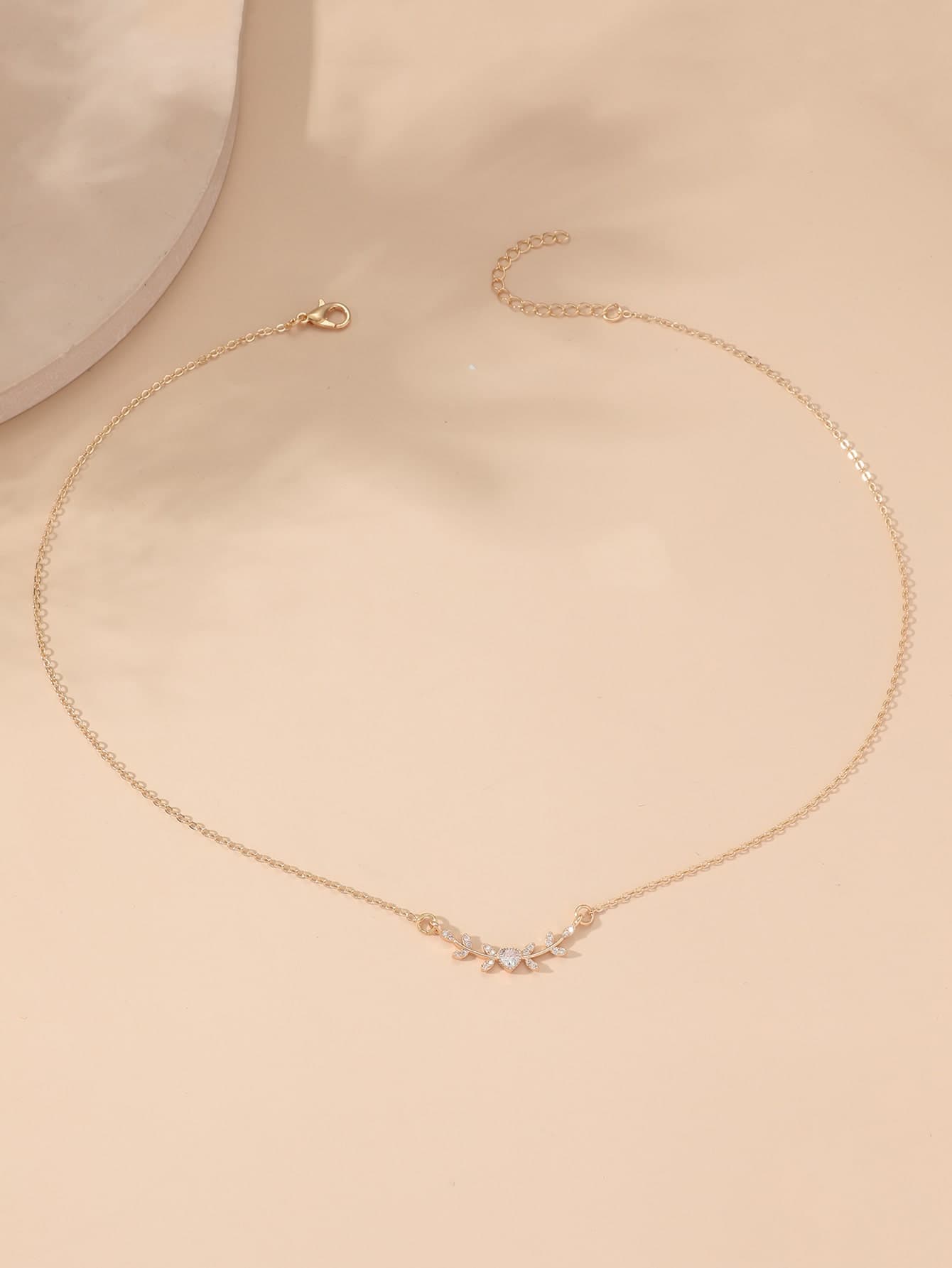 1pc Cubic Zirconia Flower Leaf Heart Snake Pendant Necklace, Gold Jewelry, Bridesmaid Gift, Gift For Her