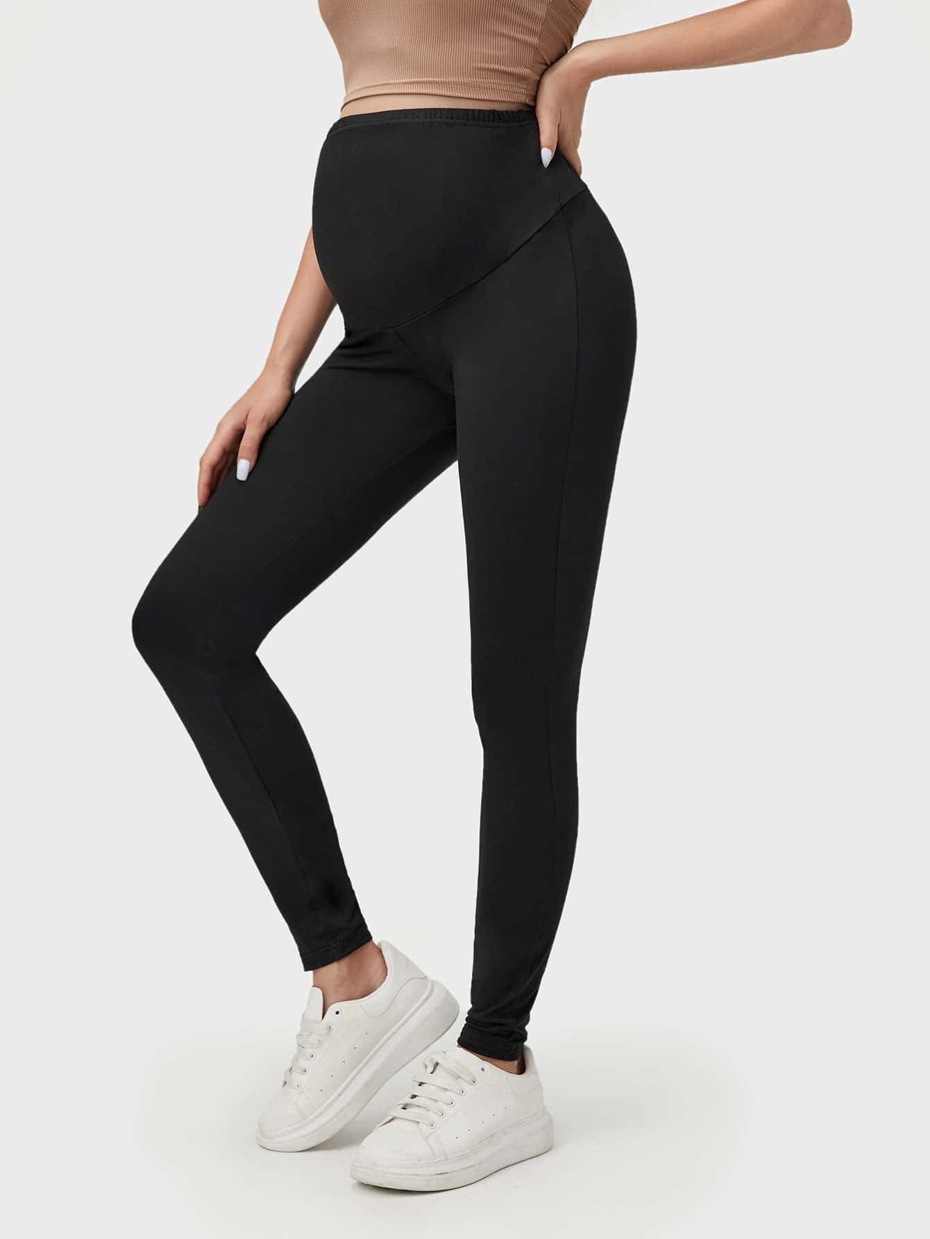 SHEIN Maternity Wide Waistband Solid Leggings World Cup