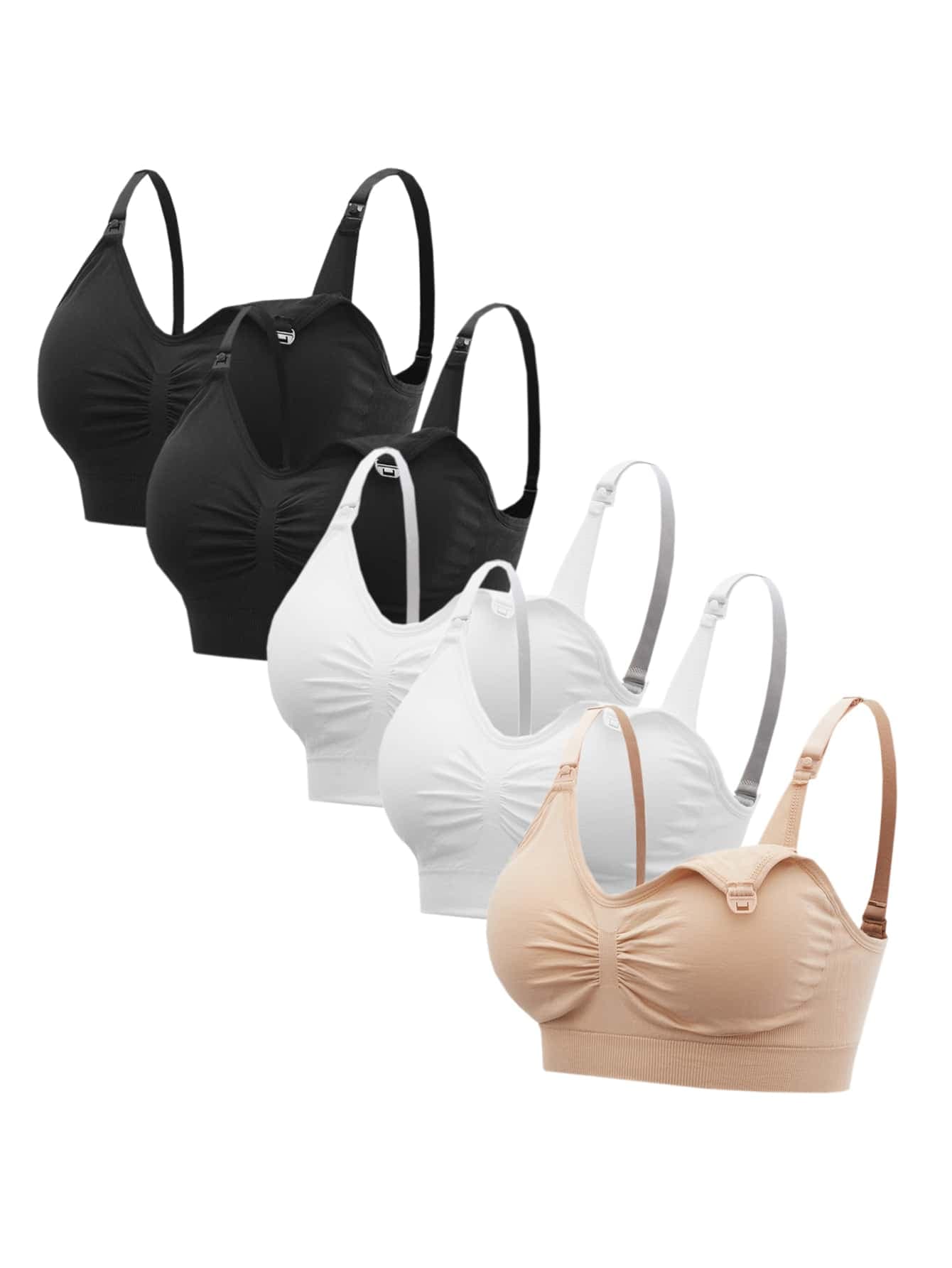 Moonlight&Mama Maternity 5pack Solid Ruched Nursing Bra