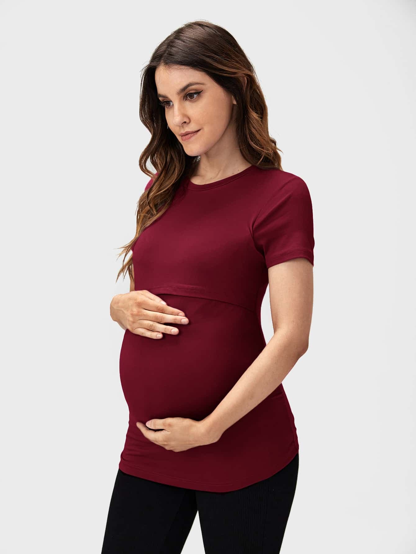 SHEIN Maternity Solid Nursing Tee World Cup