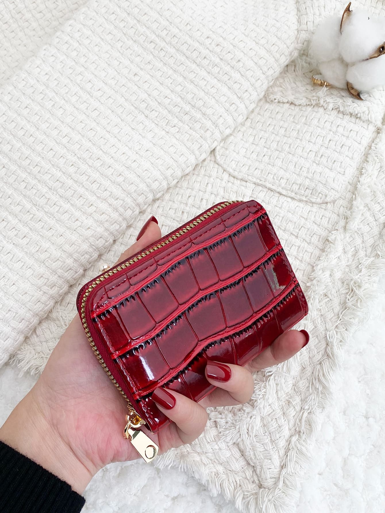 Crocodile Embossed Flap Stone Embossed Zipper Around Small Wallet Multi-Card Card Organizer For Storage Cards Lightweight Multi Layer Portable ID Card Card Minimalist Fashion Modern For Anniversary For On Valentine Day For Birthday Gift For Couple For Girls For Lady For Female Bag School Supplies For School Dorm Room & Back To School Gift Card Holder Wallet Business Card Holder Credit Card Holder Women For Women Wallet Mini Wallet Purse Wallet Card Wallet