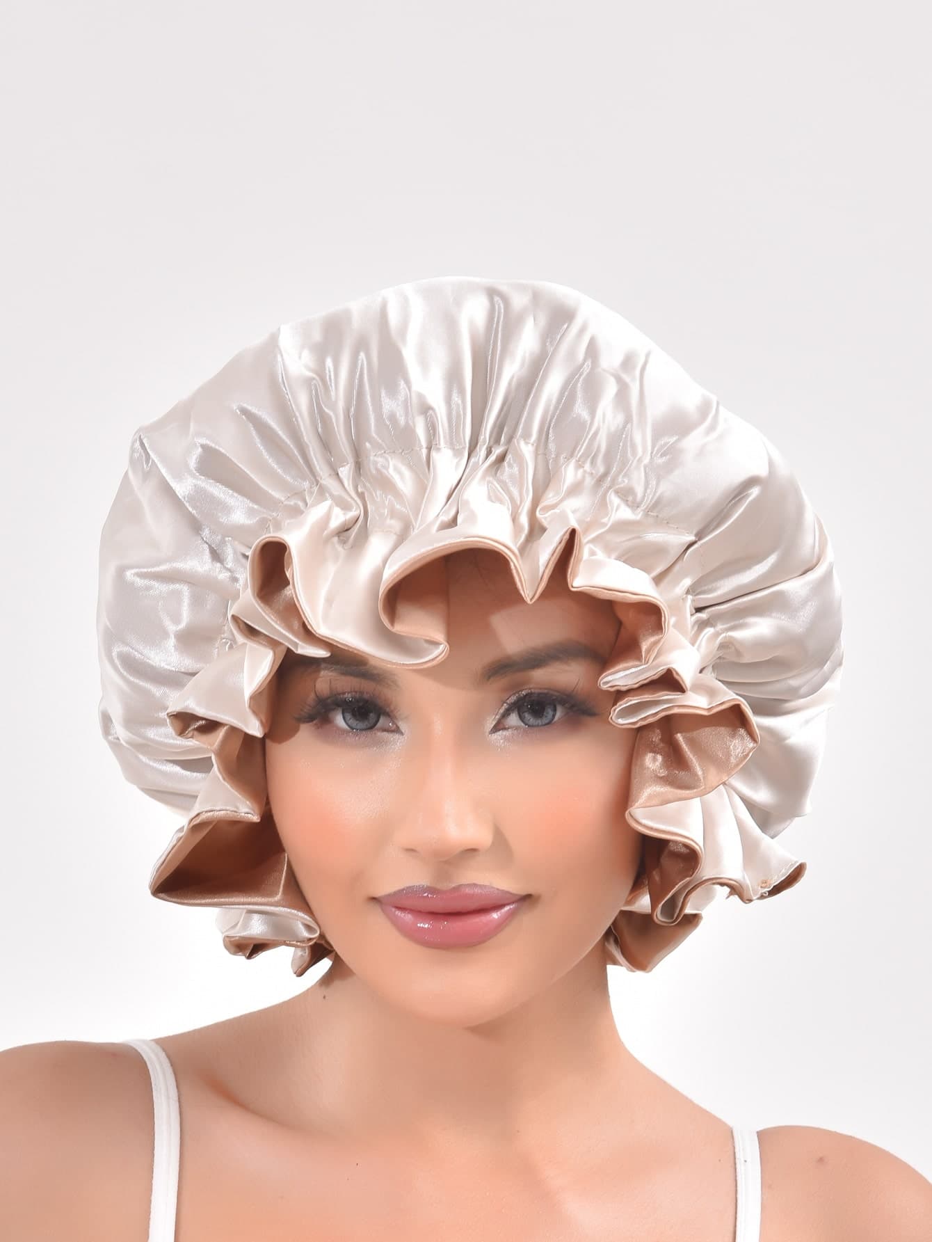 1pc Women Stylish Solid Satin Hair Bonnet Silk Bonnet Satin Bonnet Valentine's Day Valentines Sleep Bonnet