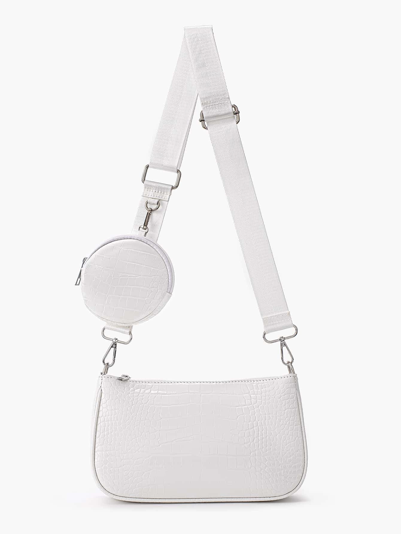 Lightweight,Business Casual Crocodile Embossed Square Bag With Coin Purse For Teen Girls Women College Students,Rookies & White-Collar Workers Perfect For Office,College,Work ,Business,Commute,Outdoors, Travel, Outings , Women Bag With Dime Bag