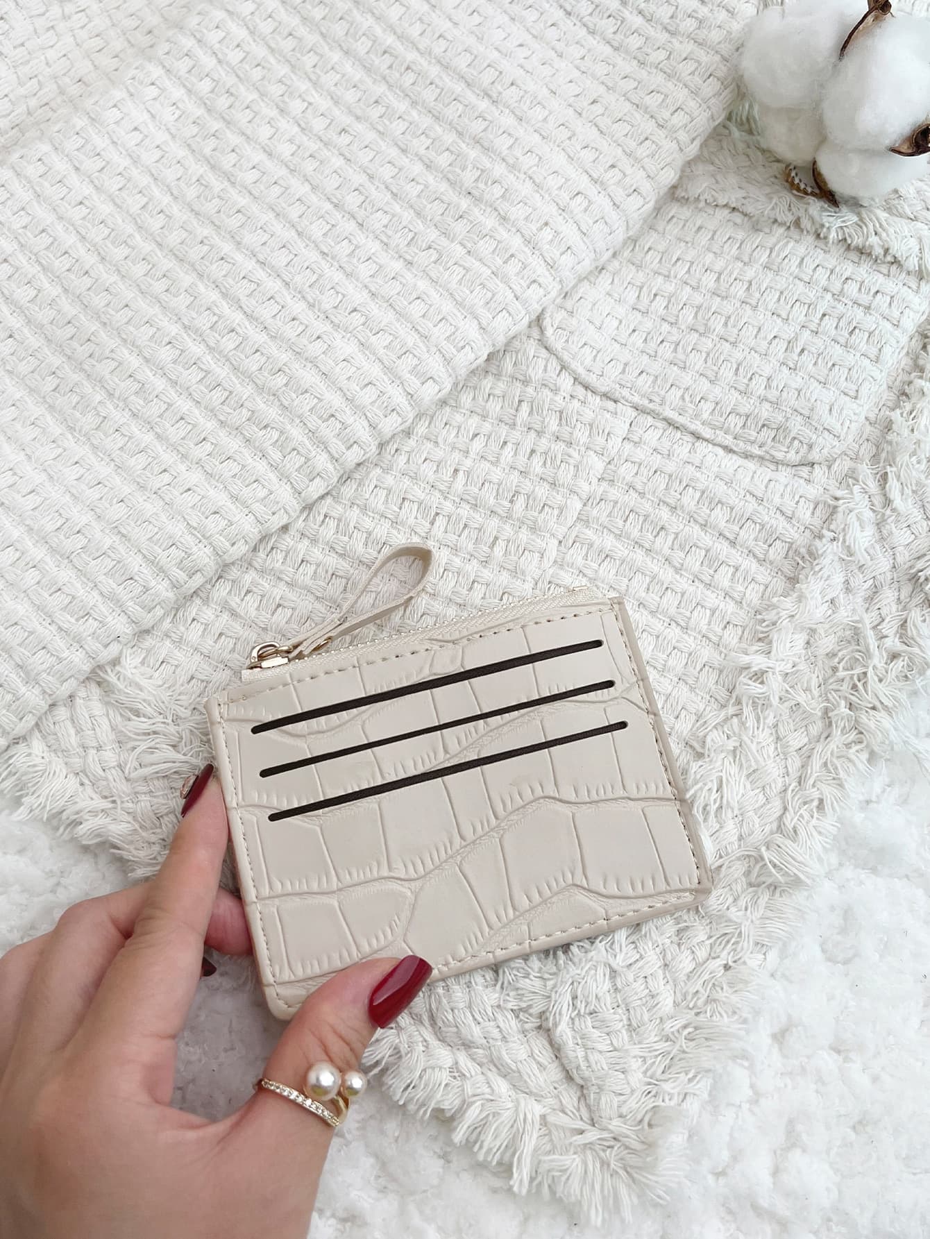 Stone Pattern Alligator Print PU Portable Zipper Ultra-Thin Malist Small 6-Card Pack Multi-Card Purse Fashion Men's And Short Wallet Simple Daily Use School Supplies Teacher Gifts Back To School Card Holder Wallet Business Card Holder Credit Card Holder Women For Women Mini Wallet Card Wallet