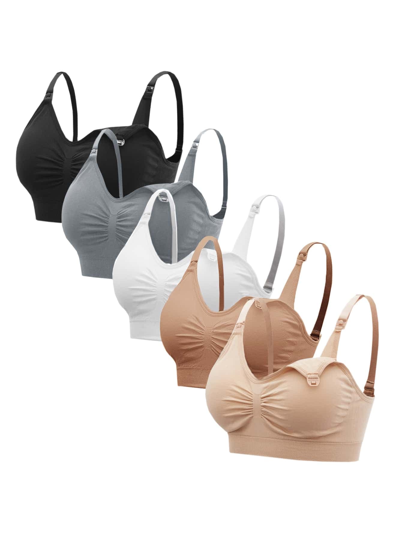 Moonlight&Mama Maternity 5pack Solid Ruched Nursing Bra For Mother