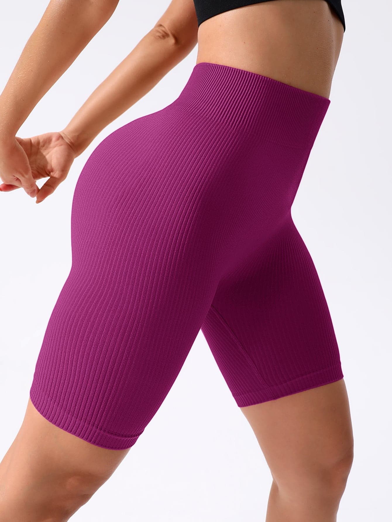 SHEIN Sports Rib-Knit Tummy Control Sports Biker Shorts Spandex Shorts Stretchy Shorts For Chinese New Year