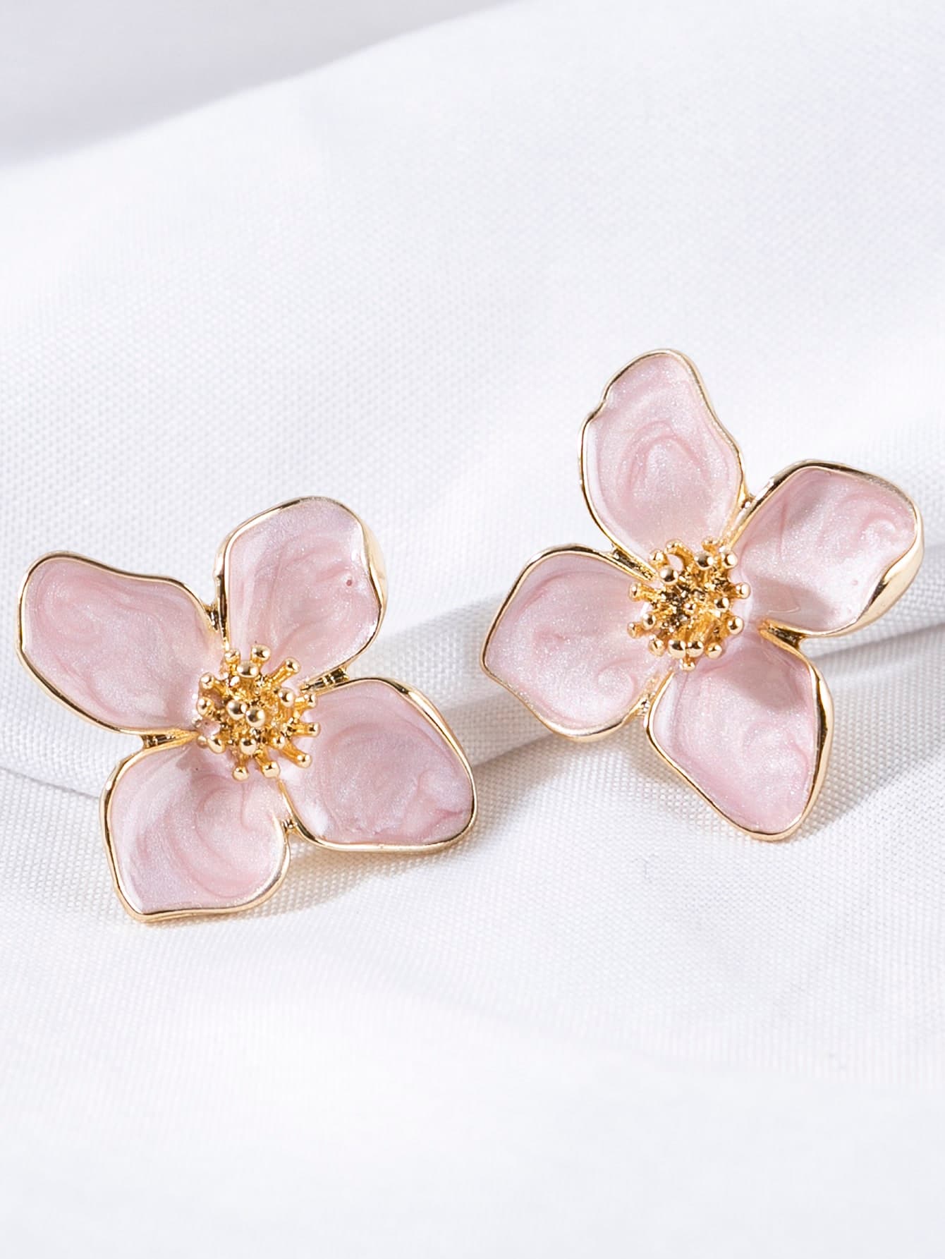 1 Pair Fashionable High-End Sweet Elegant Minimalist Versatile White, Pink, Red, Burgundy, Purple, Green Enamel 4-Petal, 5-Petal, 6-Petal Flower Earrings, Suitable For Daily Wear, Vacation, Gift