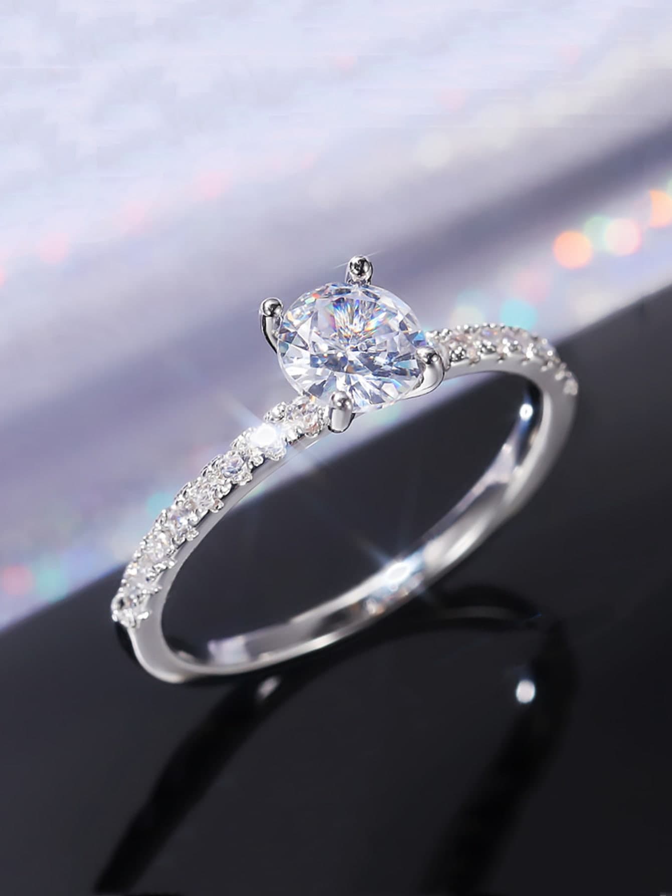 1pc Elegant Cubic Zirconia Ring For Women For Valentine's Day Gift Wedding Party Jewelry,Mom,Mother,Mother's Day,Gift