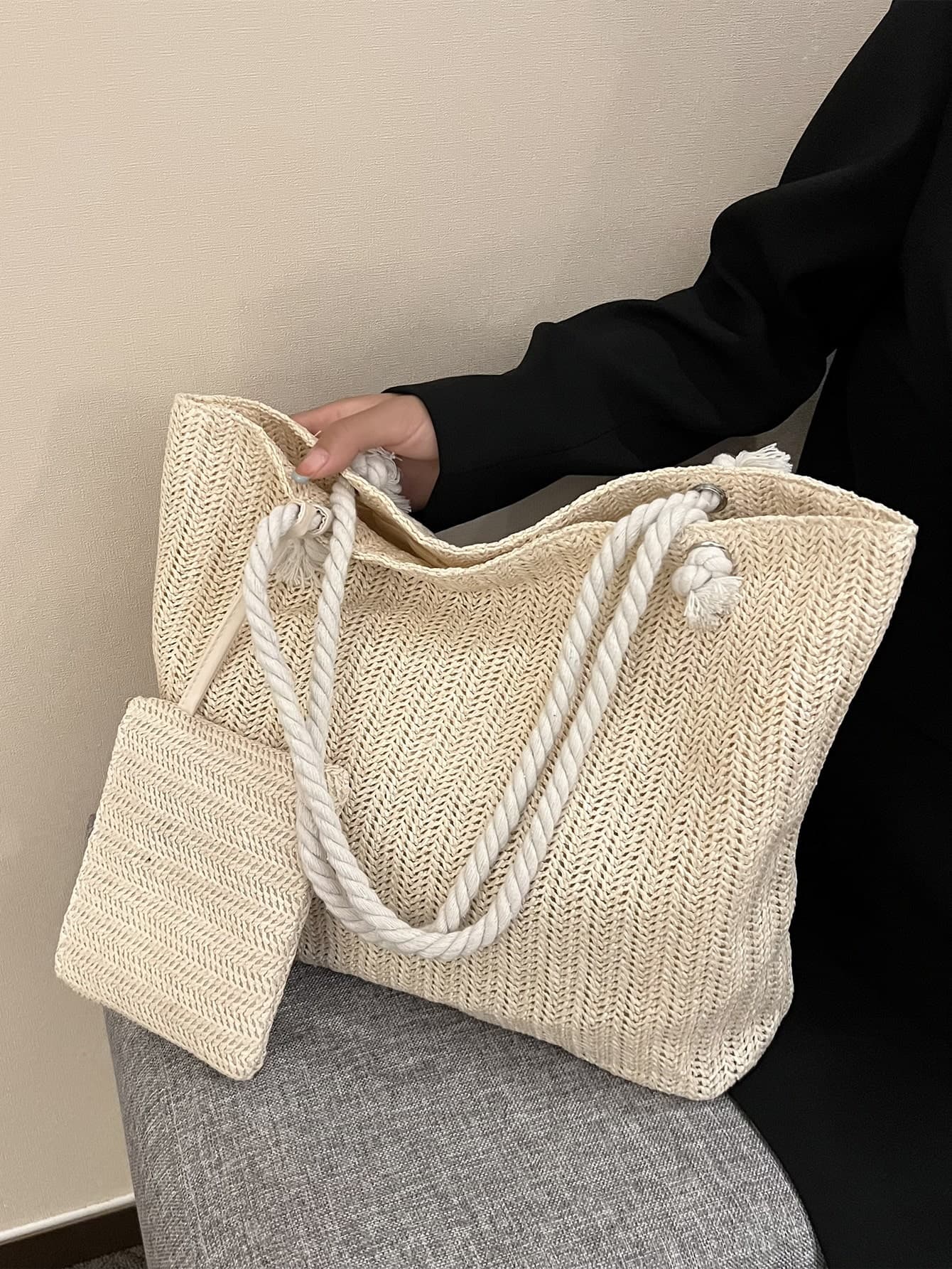Lightweight, Casual Minimalist Straw Bag With Coin Purse For Teen Girls Women College Students Perfect For College, Outdoors, Travel, Outings, Vacation, Fashionable Vacation Bag For Summer, Summer Straw Beach Bag For Women, Vacation Essentials, Perfectly Matching With Beach Accessories Women, Hottest Beach Bags For Women, Fashion Summer Vacation Bag, Beach Essentials Women Bags For Vacation & Holiday, Newest Holiday Bag ,Vacation Essentials, Vacation