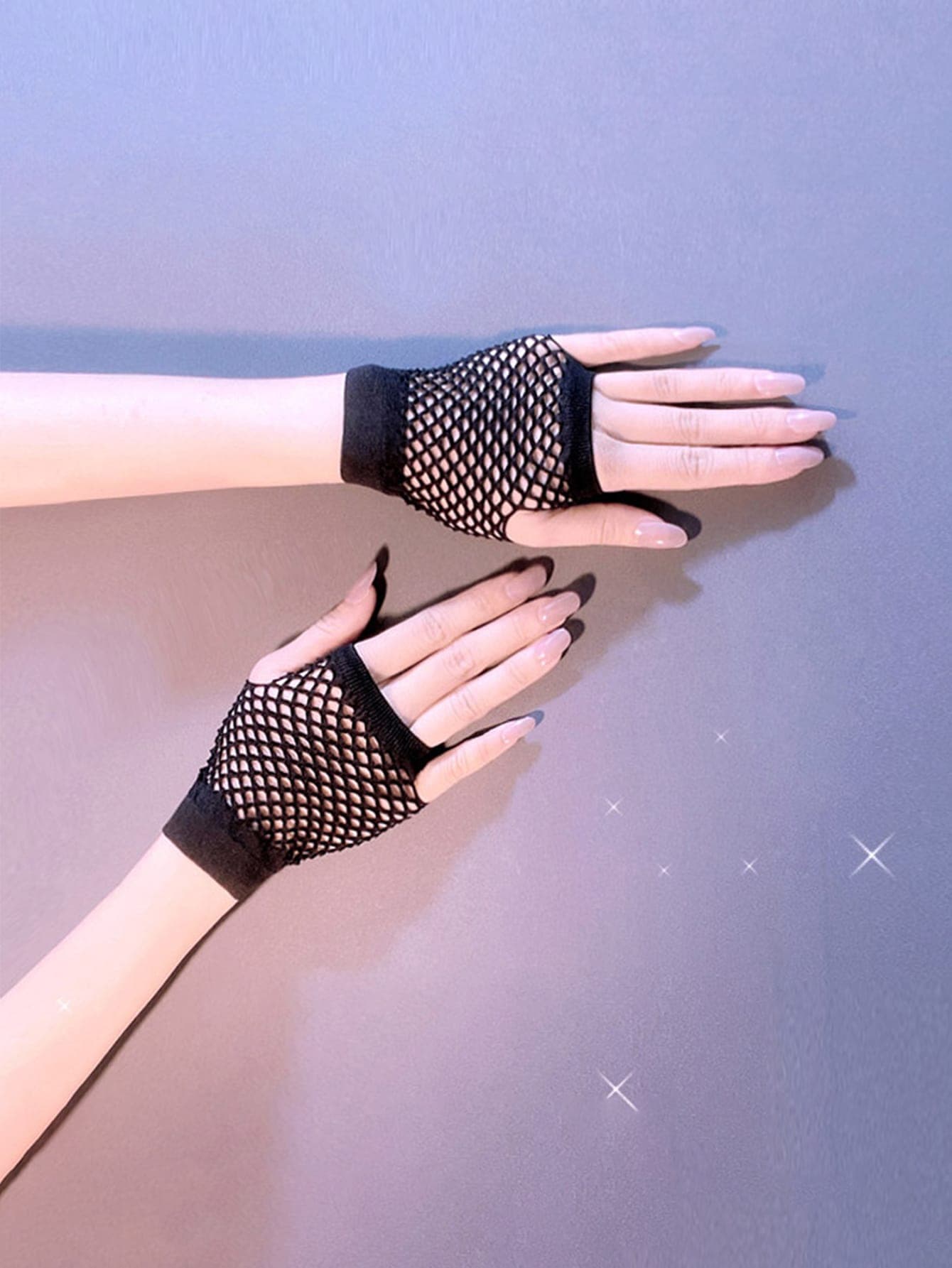 1pc Solid Fishnet Fingerless Gloves Summer