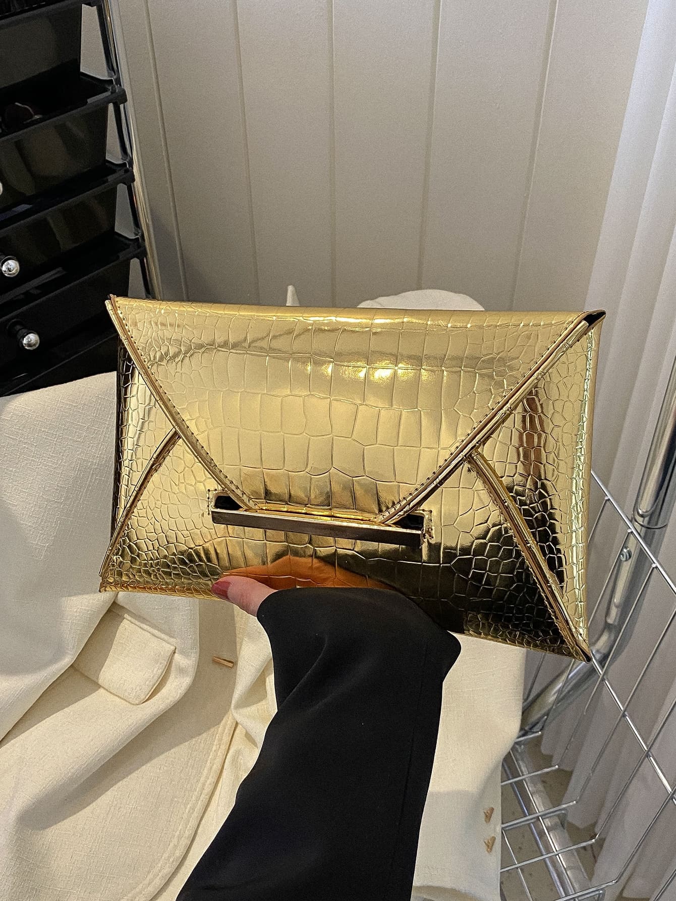 Crocodile Print, Snake Print, Solid Color, Minimalist, Fashionable, Casual PU Clutch, Wedding Items