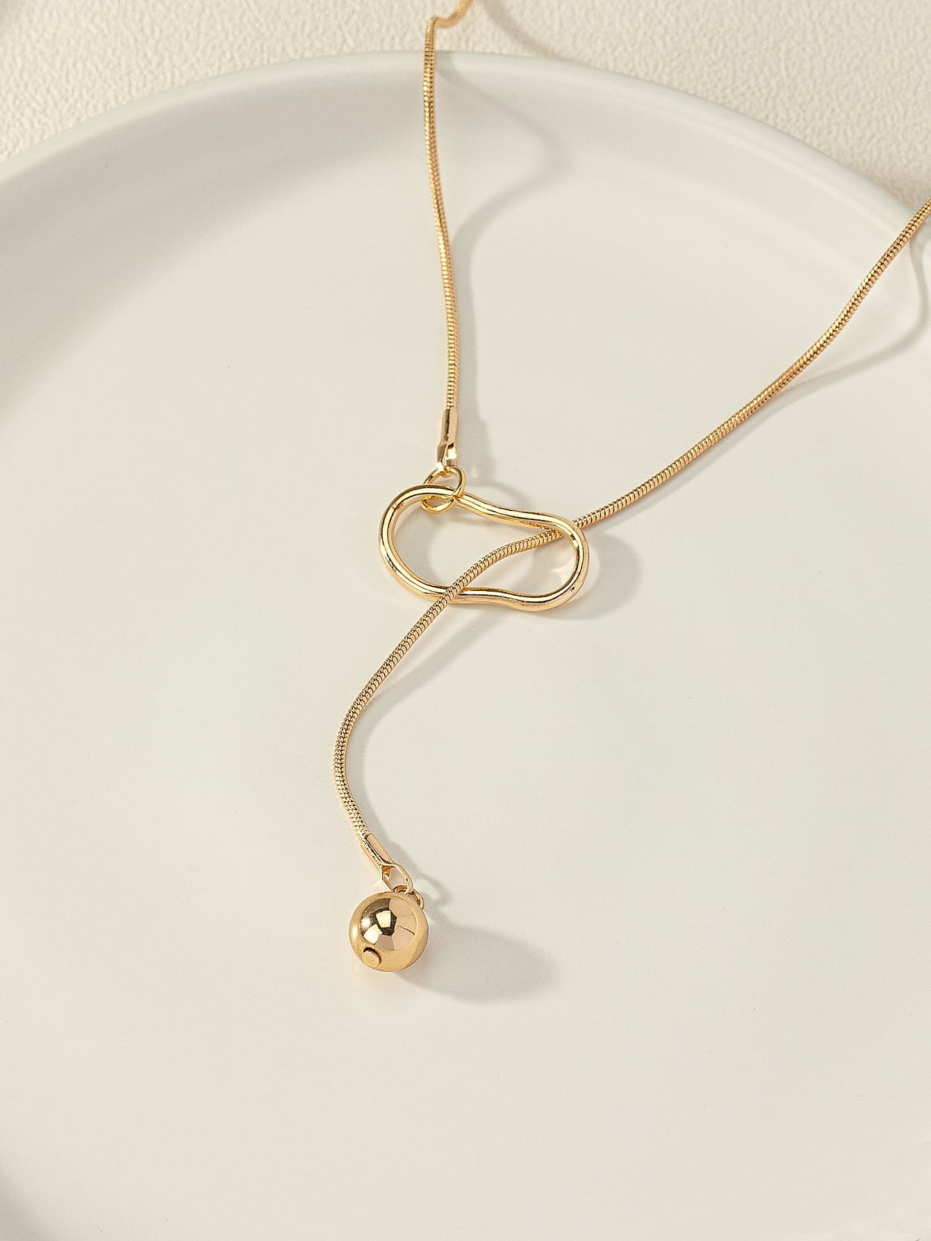 Ball Charm Y Lariat Chain Necklace For Daily