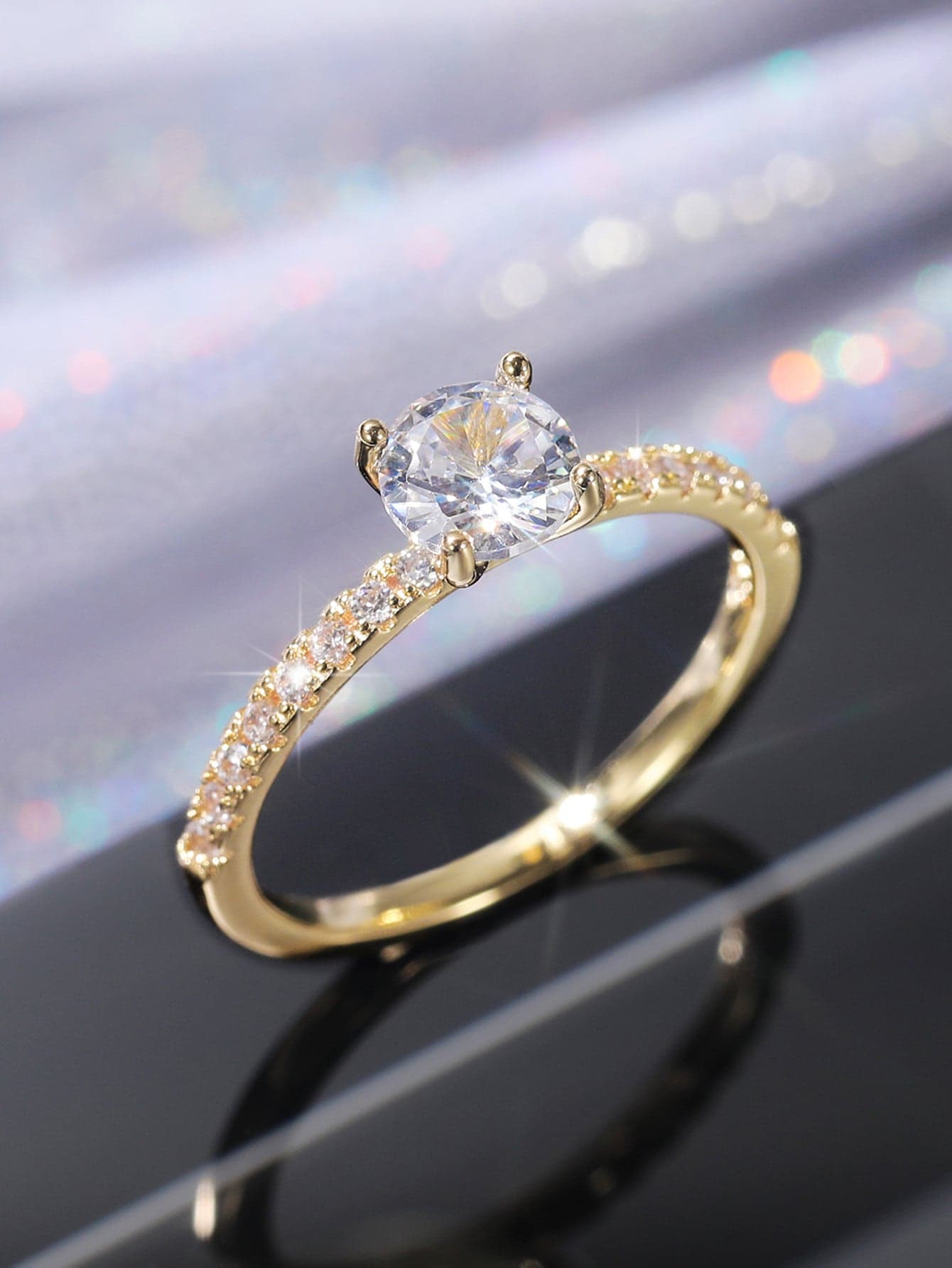 Women's Fashionable Elegant Cubic Zirconia Decorated Ring, Suitable For Daily Wear