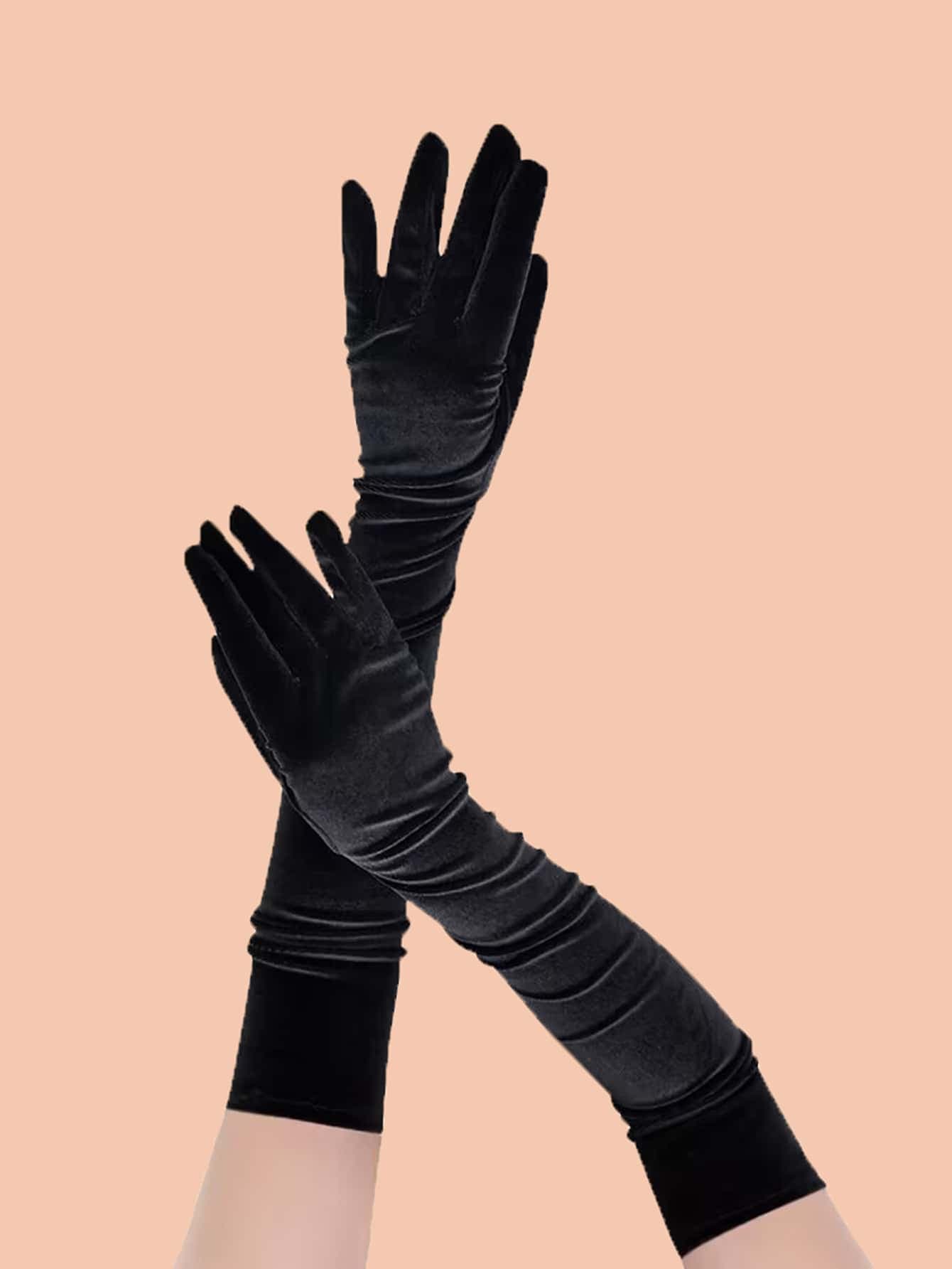 1pair Long Gloves In Black/Red/White/Grey/Skin Color For Party, Makeup, Dance, Bar, Wedding Halloween Accessories Winter Gloves Summer