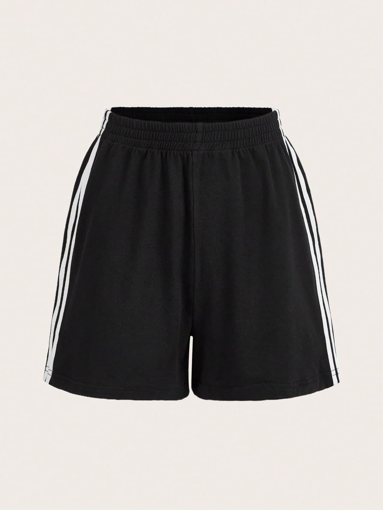 Comfortcana Plus Size Elastic Waist Casual Striped Side Summer Shorts