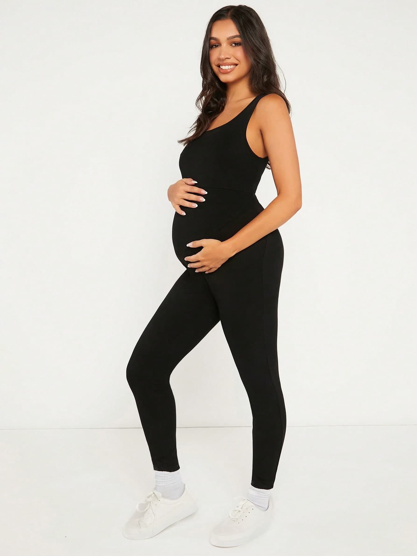 SHEIN Maternity Solid Unitard Jumpsuit World Cup