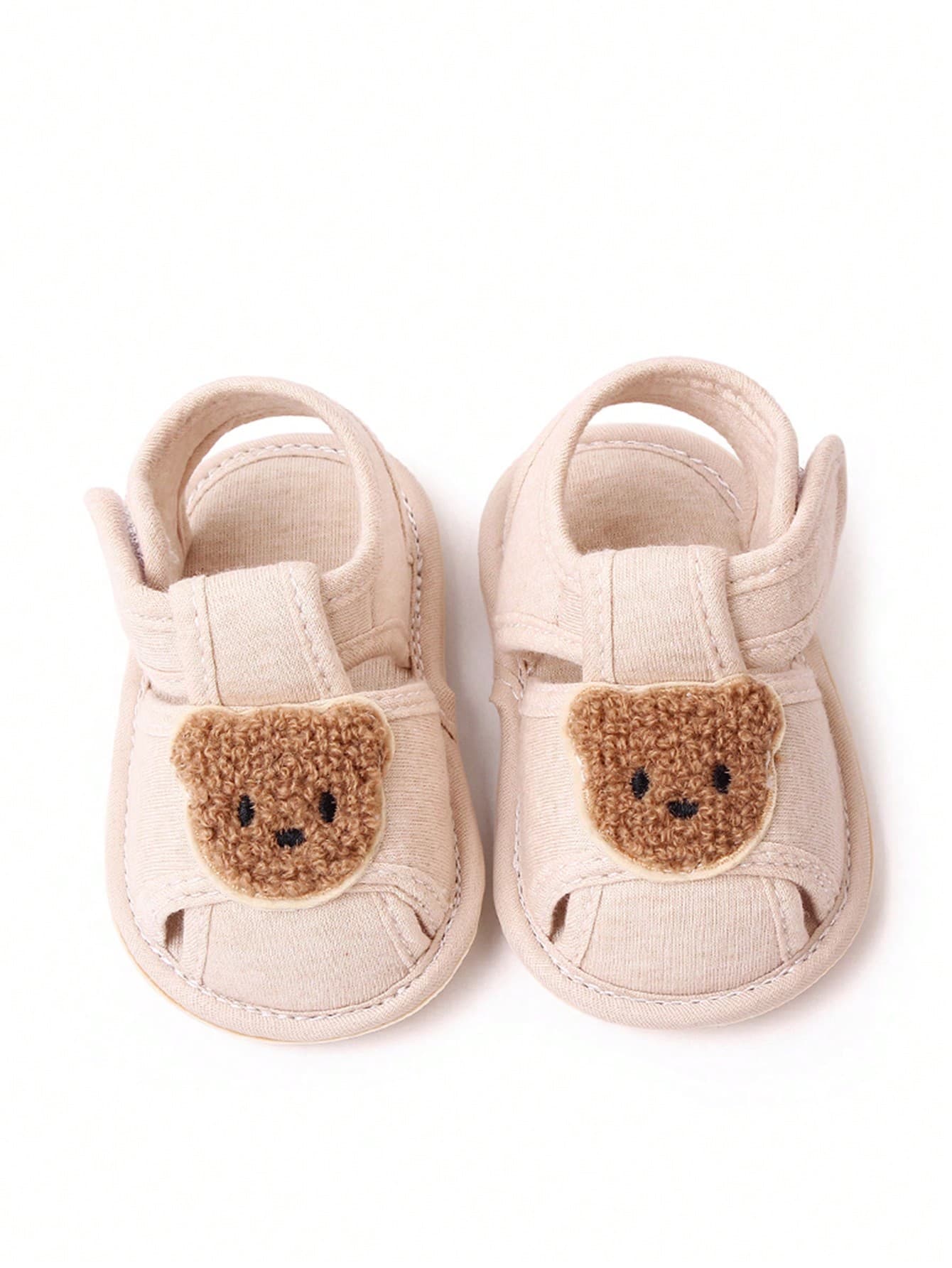 Infant Bear Patch Decor Ankle Strap Flats For Outdoor