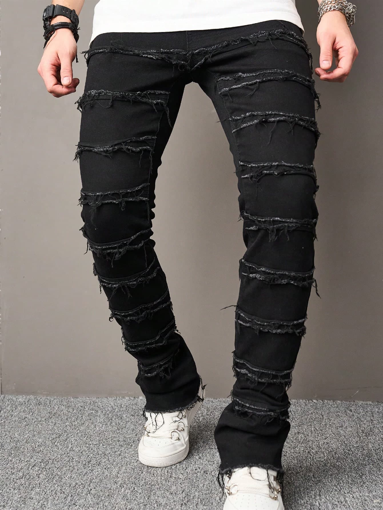 Manfinity LEGND Men Raw Trim Skinny Jeans