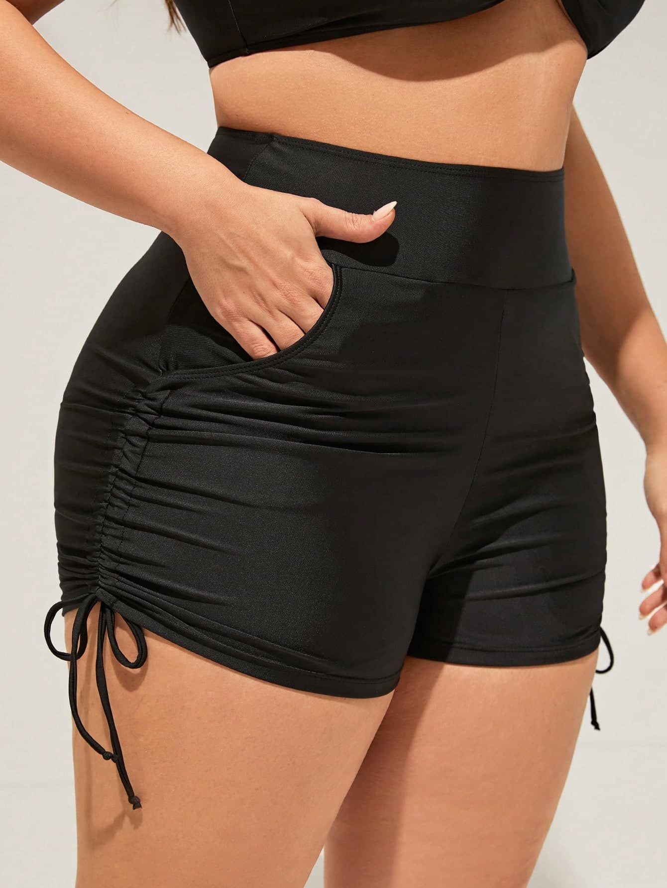 Swim SPRTY Summer Beach Plus Drawstring Side Bikini Bottom