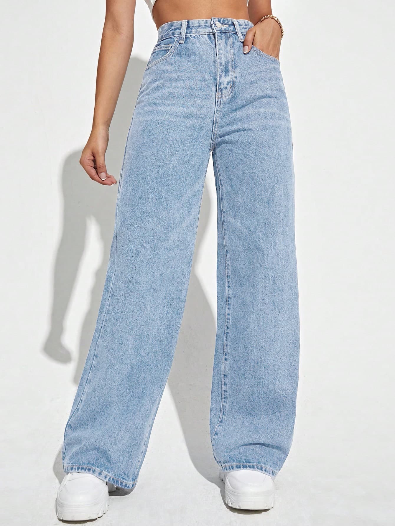 SHEIN ICON High Waist Wide Leg Jeans