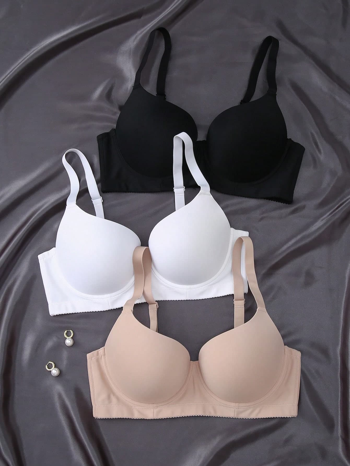 EmpressEnvy Plus Size Women's Casual Plain Multicolor Fabric Medium Stretch Bras Comfortable Everyday Wear, Lift