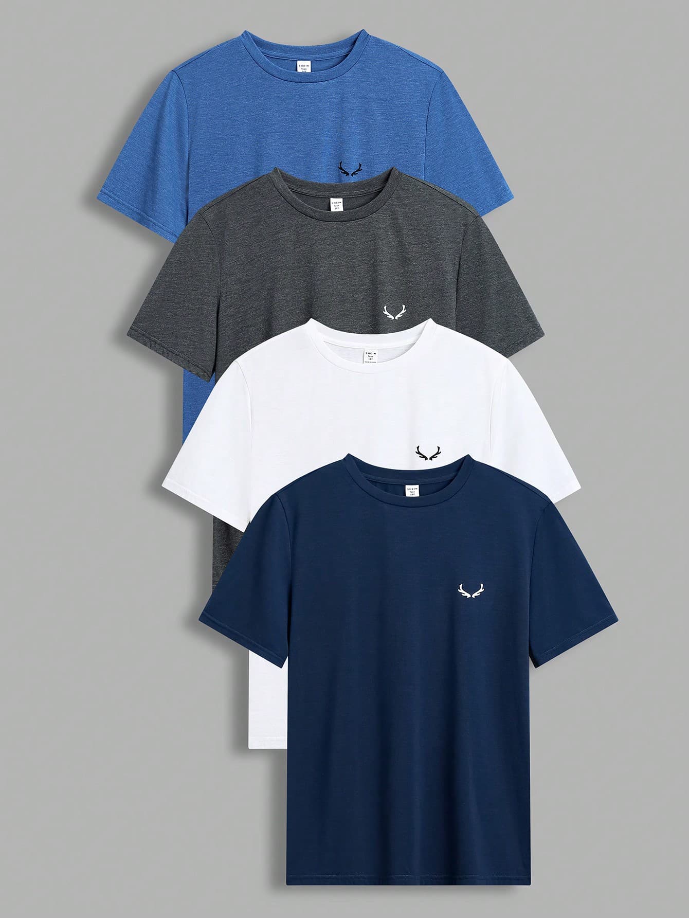 SHEIN Teen Boy Casual Round Neck Loose Fit Knit Short Sleeve T-Shirt, Solid Color, 4pcs/Set, School, Campus, College