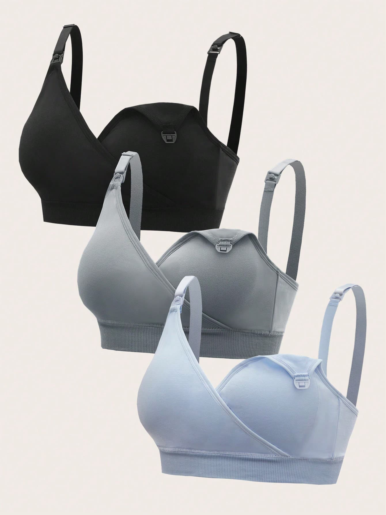 Moonlight&Mama Maternity 3pack Solid Nursing Bra For Mother