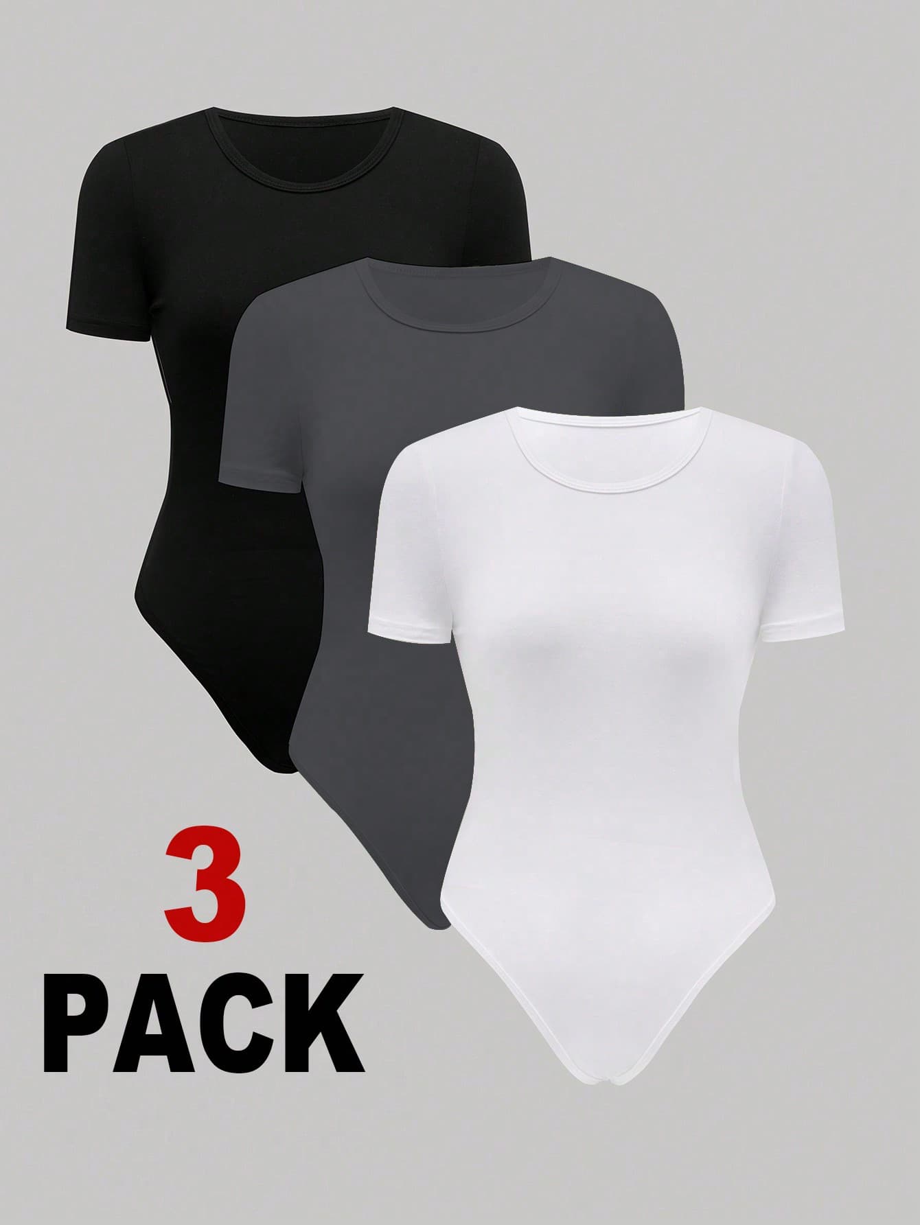 SHEIN Unity Ladies' Simple Solid Color Short Sleeve Bodysuit