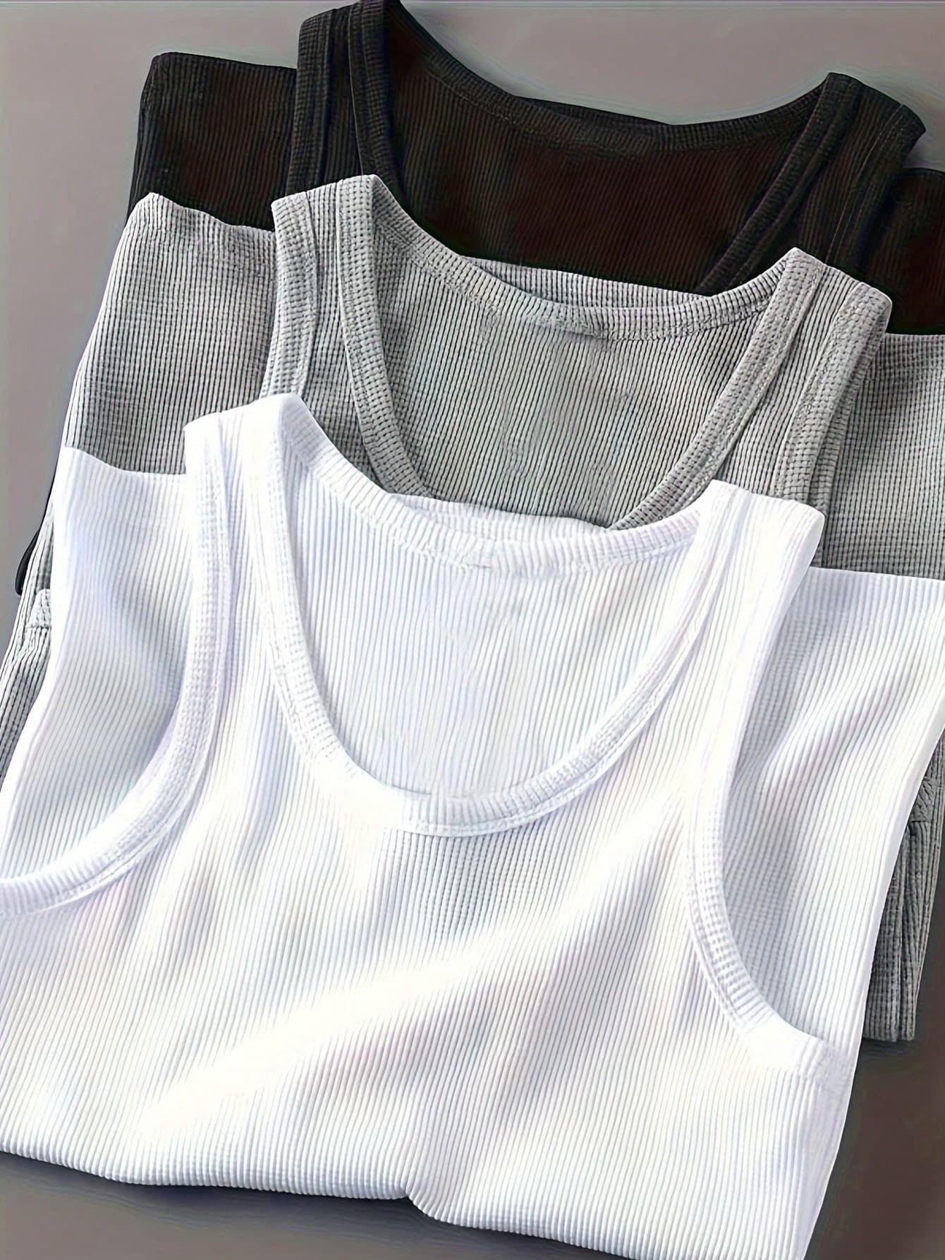 Coreblaze 3pcs Men Solid Color Round Neck Casual Sport Tank Tops Workout Top Pack Basic Basketball Jersey Workout Running Tops Breathable, Lightweight, Gym