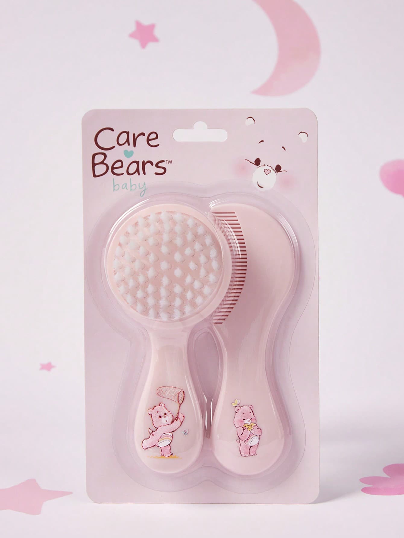 SHEIN X Care Bears 2pcs/Set Baby Pink Hair Brush Comb, Anti-Static And No Hair Damage, Gifts