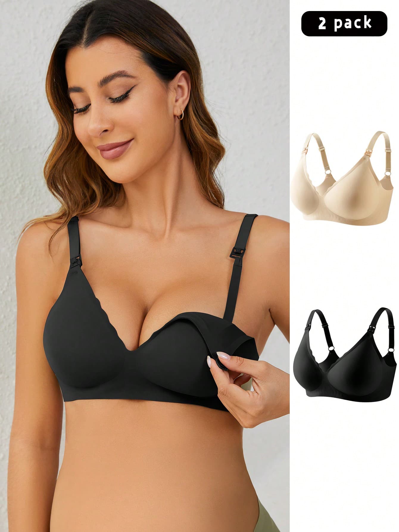 SHEIN Maternity Women Solid Color Daily Matching Underwear Bra 2pcs/Set