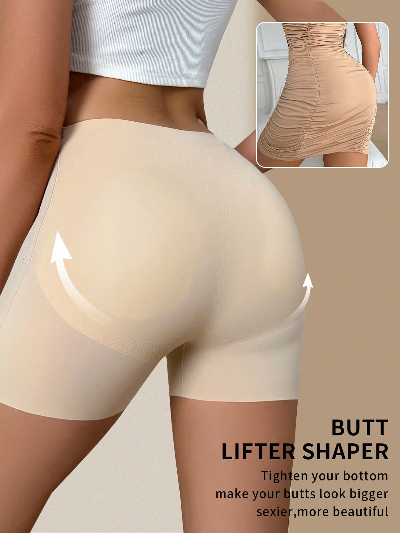 SHEIN Women Body Shaping Panties Seamless Breathable Square Cut High Waist Tummy Control Shapewear, 1pc