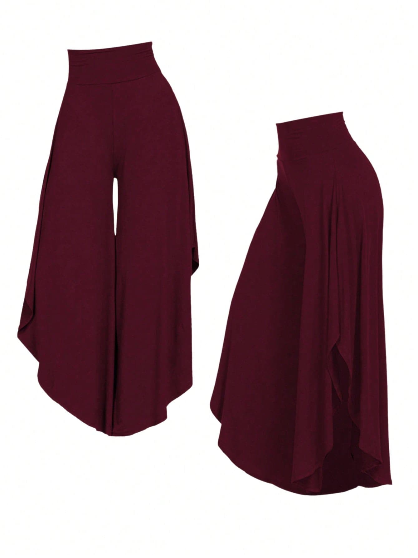 DreamSkyne Plus Size Casual Solid Color Asymmetrical Hem Wide Leg Pants Fall Cloth For Women
