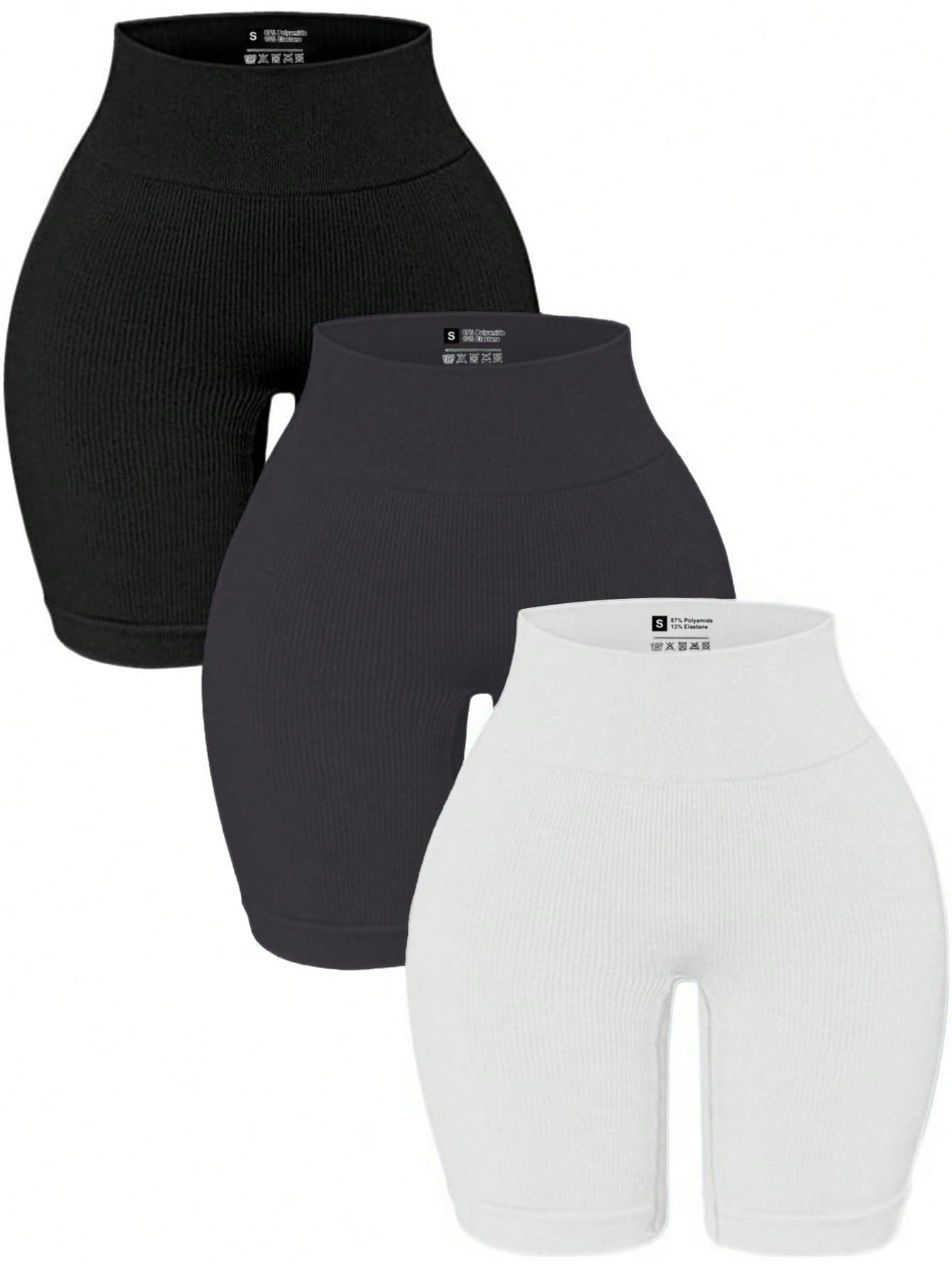 Velisys Velisys 3 PCS Women's Solid Color Simple Daily Sports ShortsWomen Sweat Short, Gym Short, Biker Short