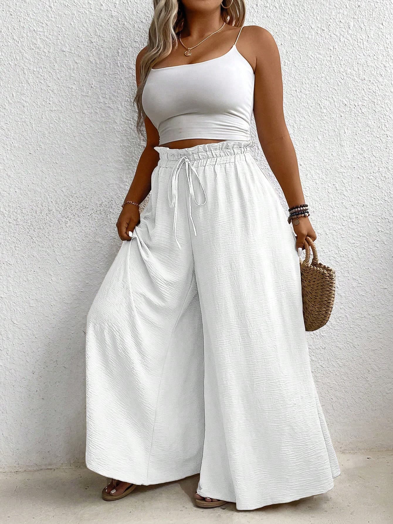EMERY ROSE Plus Size Women's Solid Color Simple Daily Pants Fall Cloth For Women