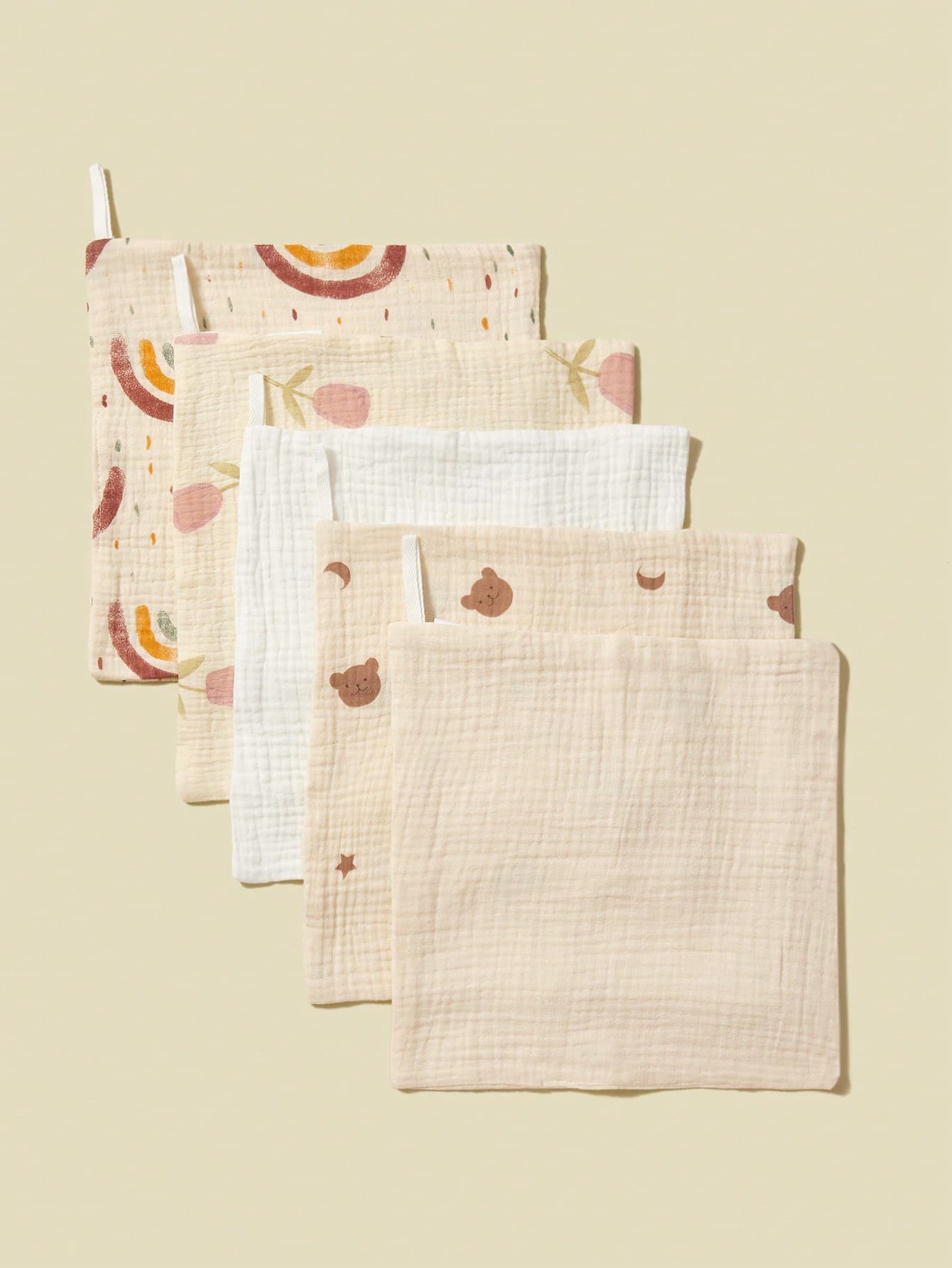 5pcs Baby Cotton Comfortable Bibs, Multi-Purpose Breathable Floral Square Scarves