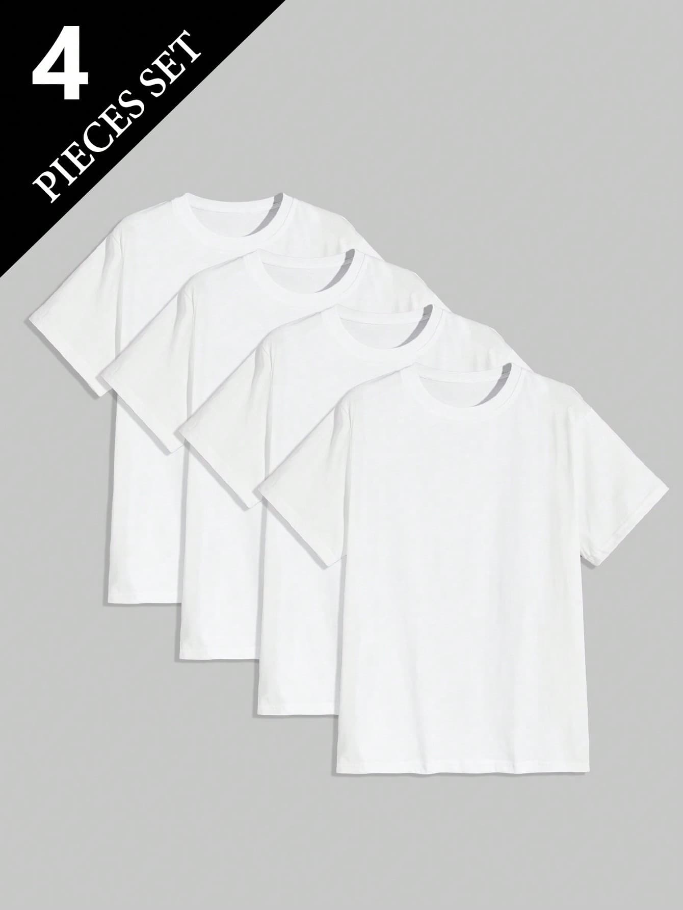 SHEIN Men's Basic Tank Top/T-Shirt For All Seasons (4pcs Pack)