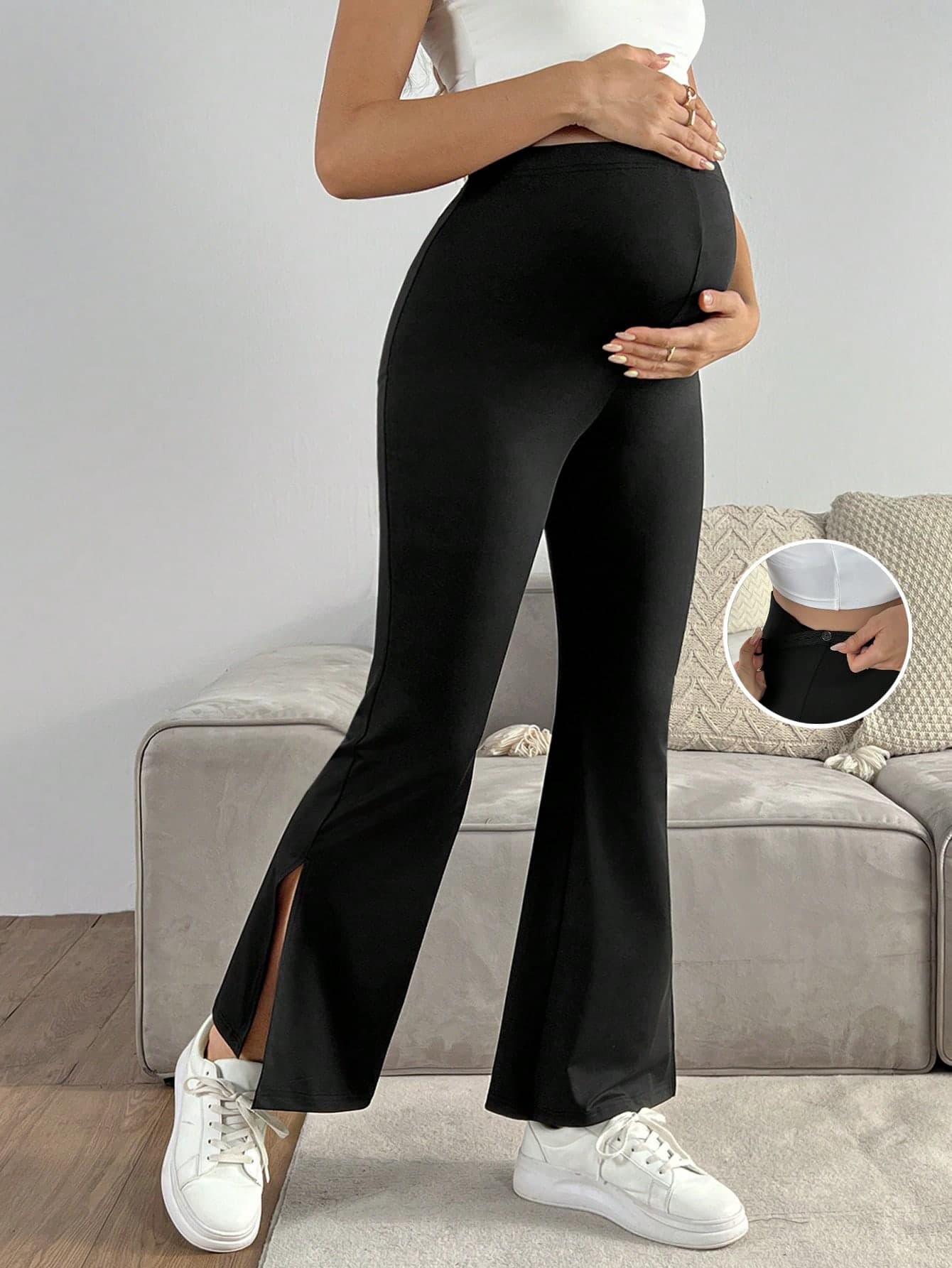 GentleRue Maternity Maternity Solid Color Flared Slit Casual Pants Fall
