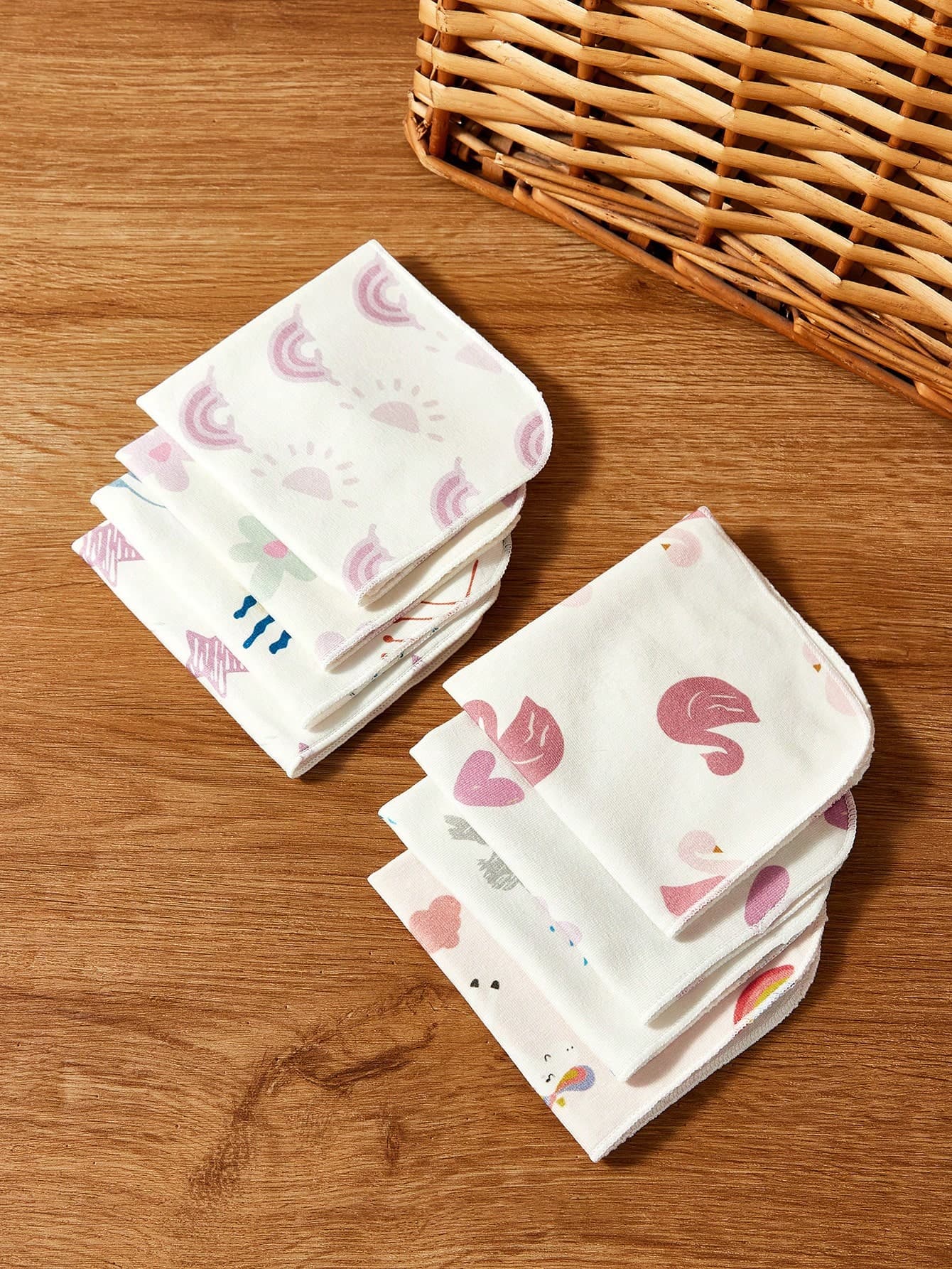 Cozy Pixies 8pcs Cozy Cub 100% Cotton Soft Cartoon Printed Baby Handkerchief