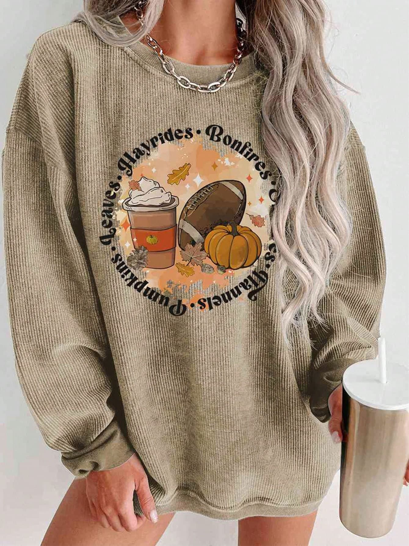 INAWLY Women's Casual Letter Print Sweatshirt, Autumn Pullover Fall