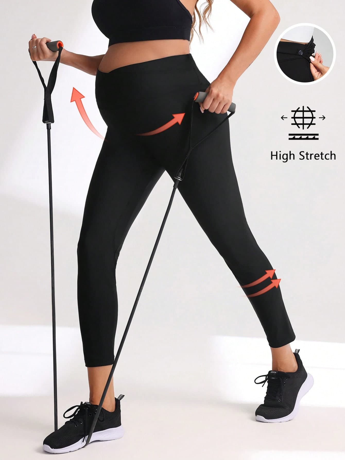 SHEIN Maternity Pregnancy Pilates Crossover Yoga Leggings Buttery Soft High Stretch Crossover Waist Sports Tights