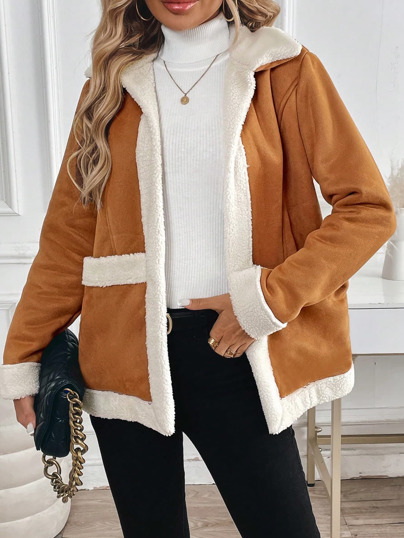 SHEIN Unity Women Thermal Lined Dual Pocket Casual Coat, Fall Clothes
