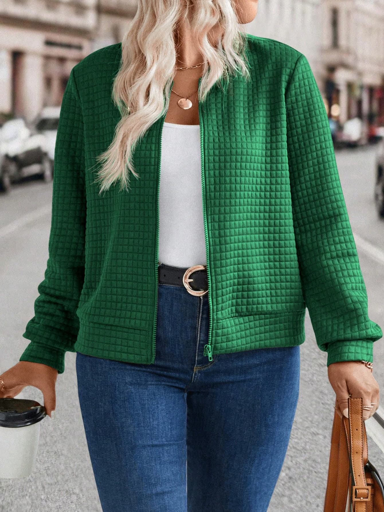 INAWLY Casual Fashion Front Zipper Plus Size Coat Fall Winter Cloth For Women Autumn