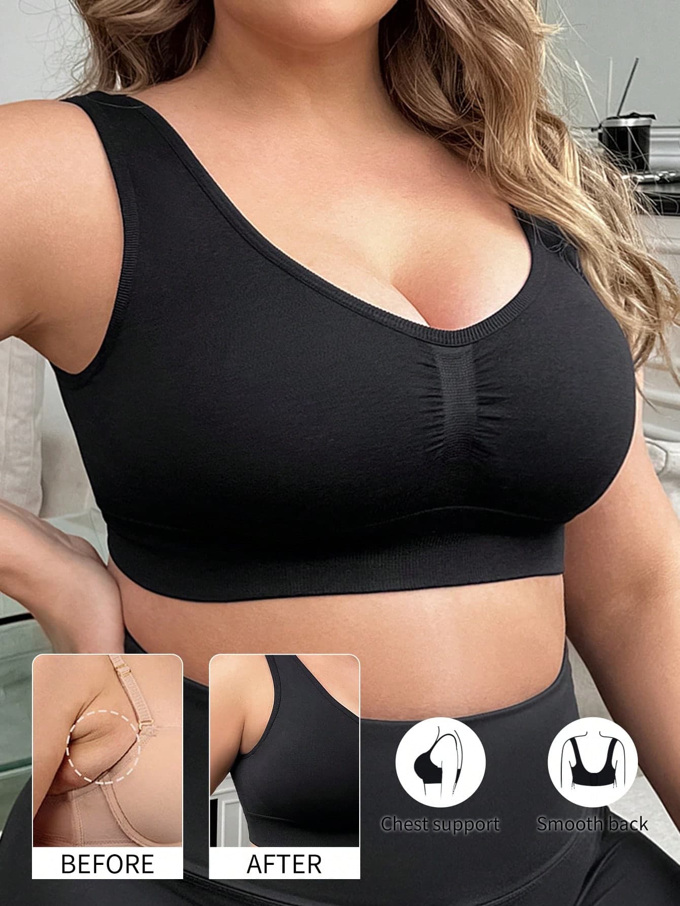1pc Seamless Plus Size Back Closure Shaping Bra