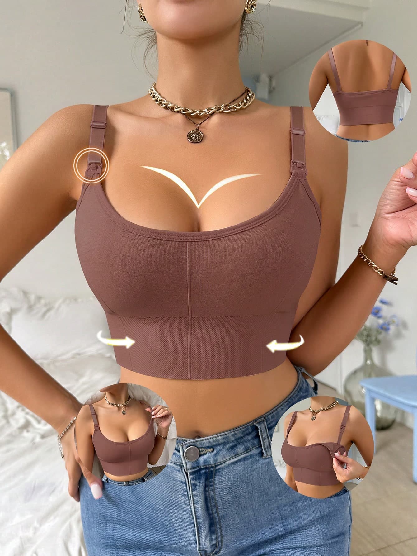 Moonlight&Mama 1pc Maternity Wire-Free Solid Elastic Nursing Bra