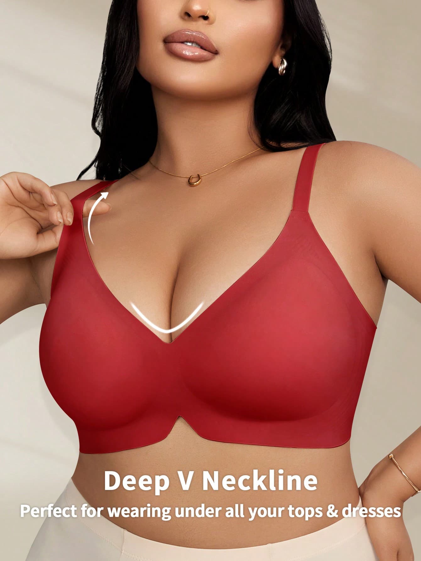 NudeFit 1pc Women Plus Size Soft Cup Gel Padded Wireless Push Up Bra
