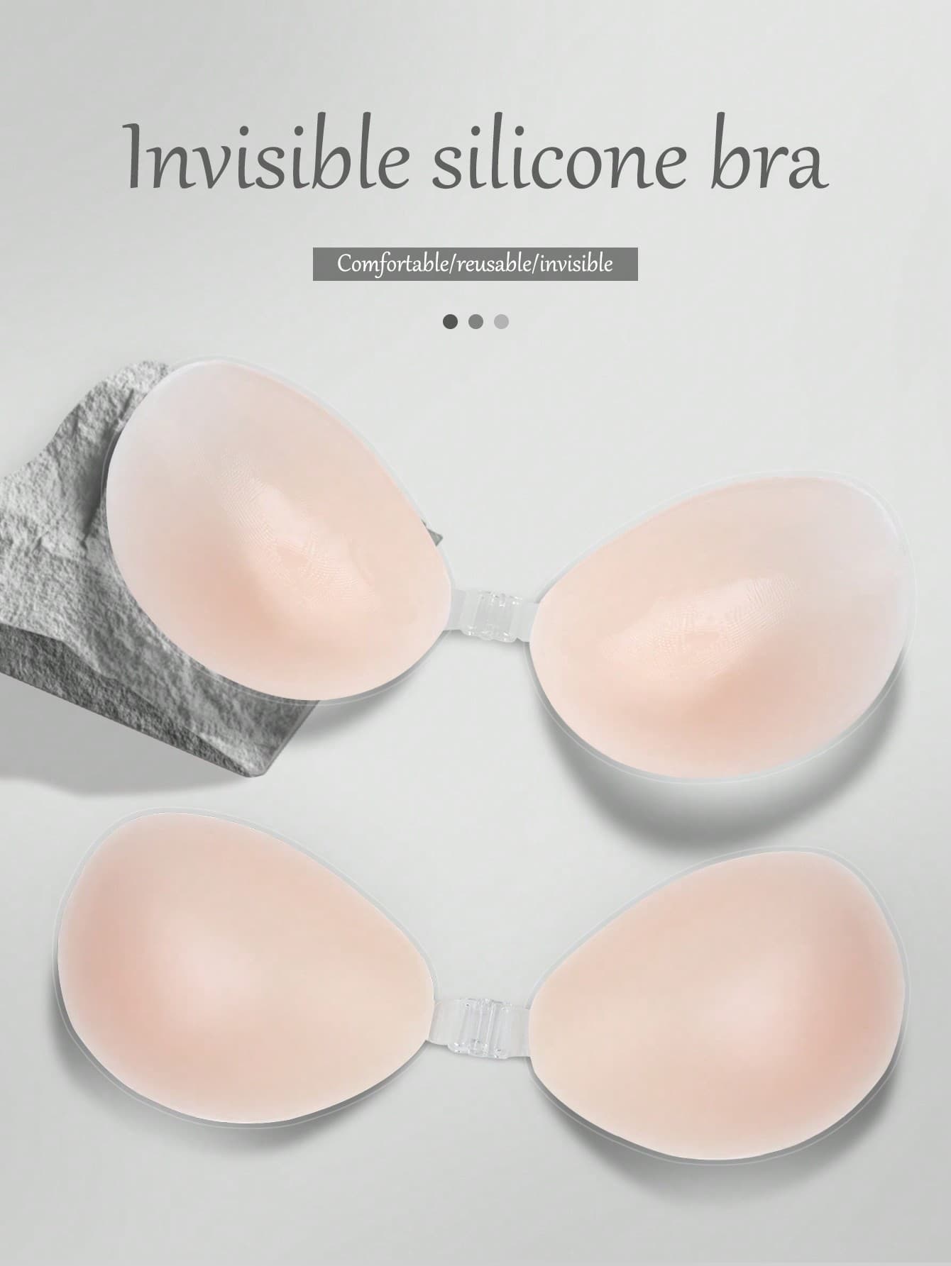 Thickened Push-Up Invisible Silicone Bra Cups Breast Petals For Wedding Dress Photoshoot, Thin Strap, Anti-Sagging