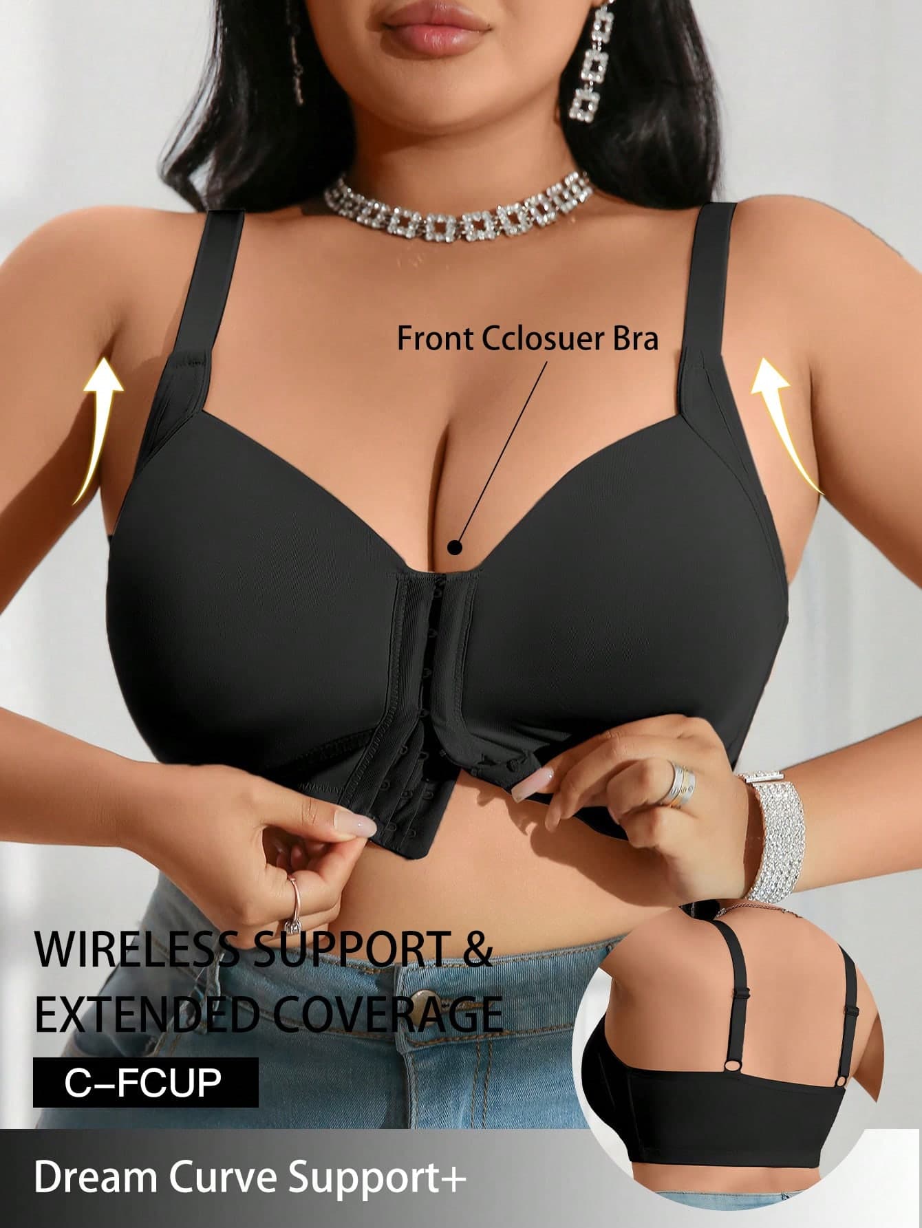 1pc Front Closure Plus Size Wireless Bra