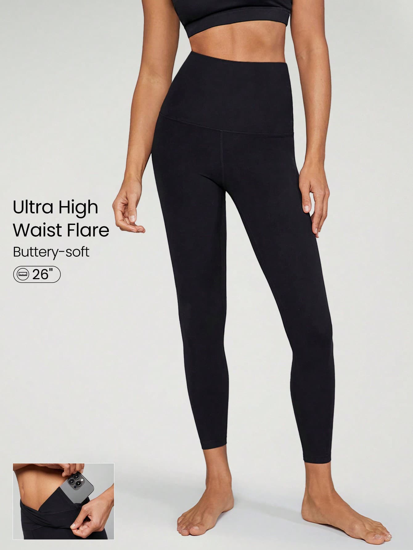 GLOWMODE 26" FeatherFit™ High Expectations Super High-Waist Pocket Leggings Gym Spring Summer