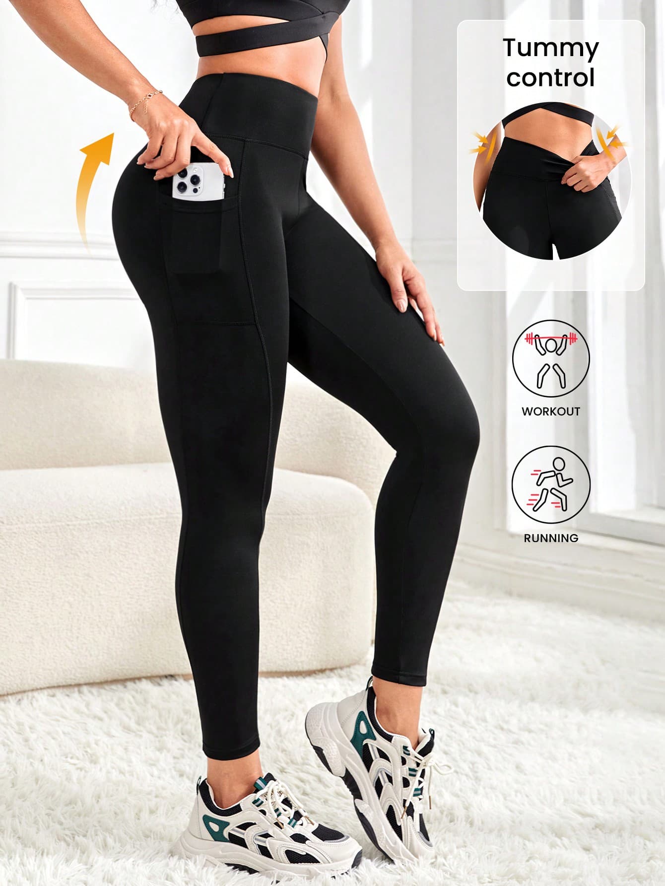Easithlete Easithlete High Waist Yoga Legging With Pockets, Tummy Control Workout Running Yoga Leggings For Women